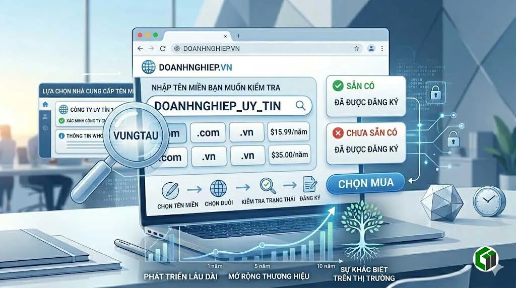 Chọn đuôi domain phù hợp và kiểm tra tính sẵn có của tên miền