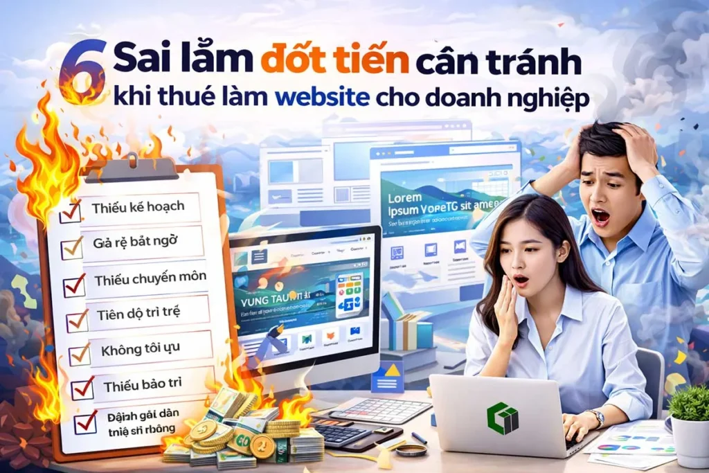Hình minh họa 6 sai lầm đốt tiền cần tránh khi thuê làm website cho doanh nghiệp