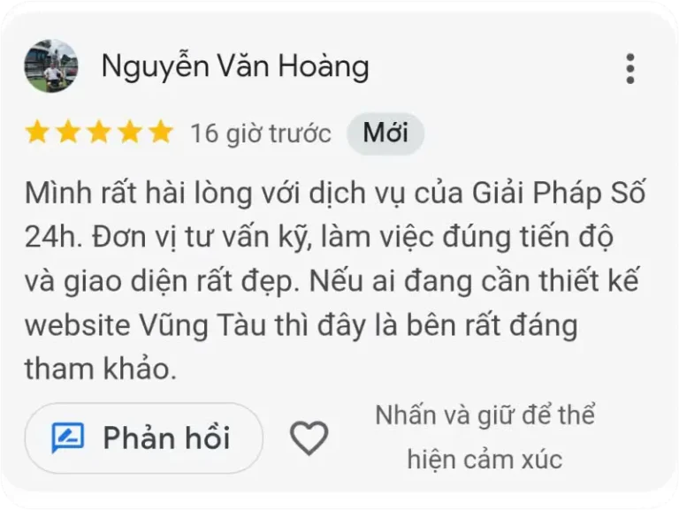 Review 5 sao của khách hàng dành cho Giải Pháp Số 24H
