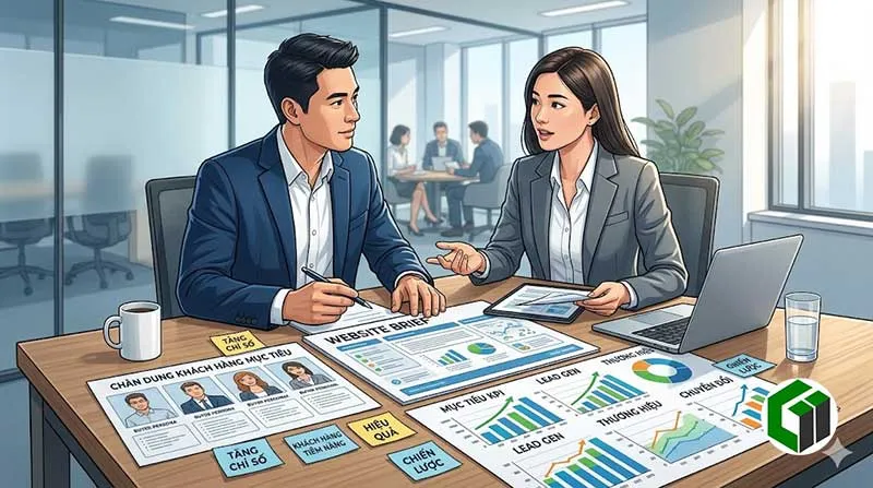 Tiếp nhận brief và xác định mục tiêu thiết kế website