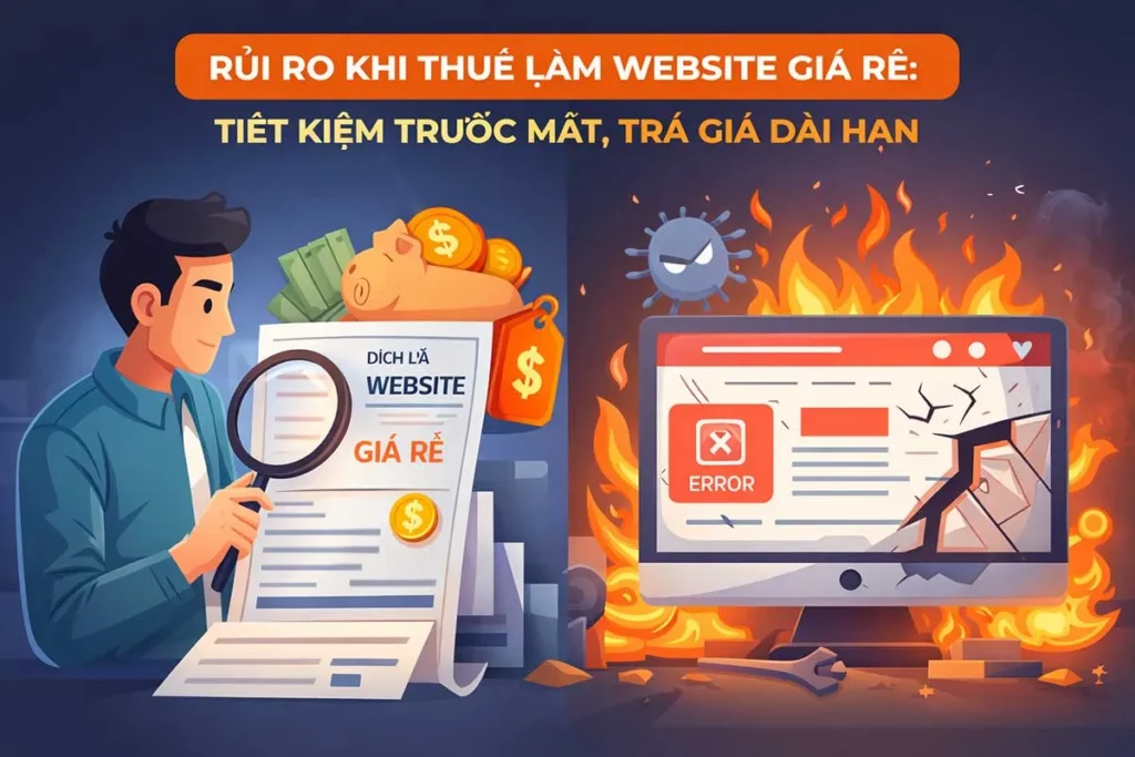Minh họa rủi ro khi thuê làm website giá rẻ Minh họa rủi ro khi thuê làm website giá rẻ