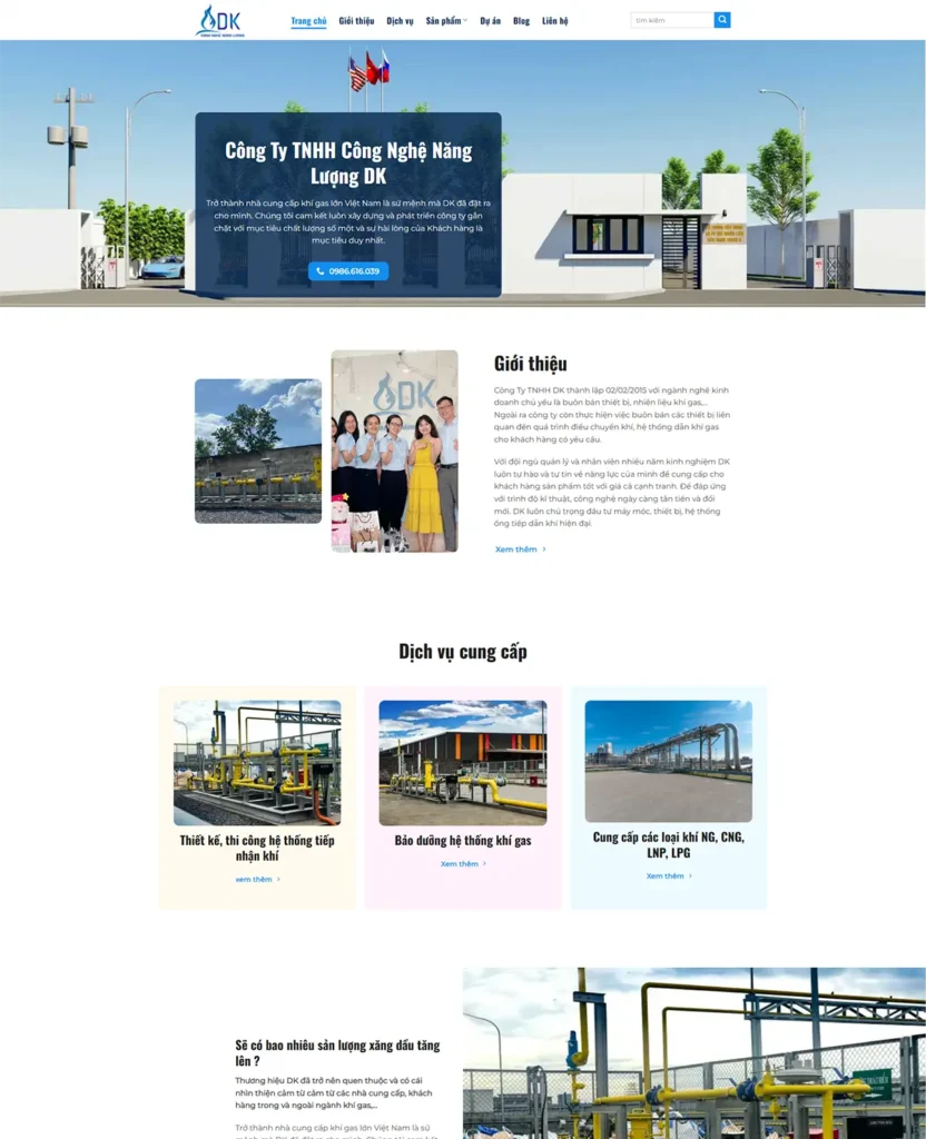 Thiết kế web DK Gas tại Đồng Nai