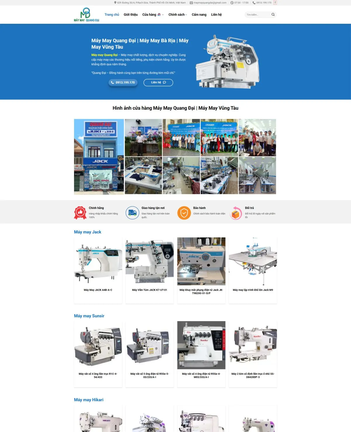 Thiết kế website bán hàng Máy May Quang Đại tại Vũng Tàu