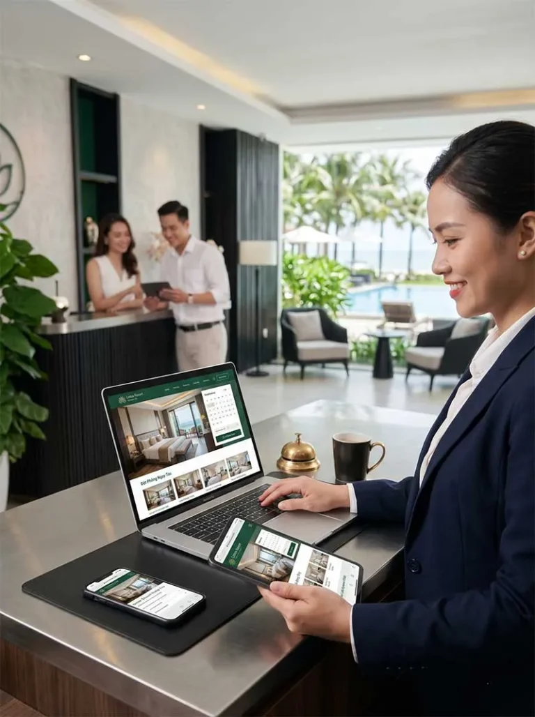 Website khách sạn chuyên nghiệp hỗ trợ giới thiệu phòng và đặt phòng trực tiếp