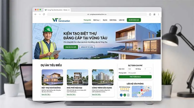 Thiết kế website xây dựng nhà thầu chuyên nghiệp tại Vũng Tàu - Giải Pháp Số 24H
