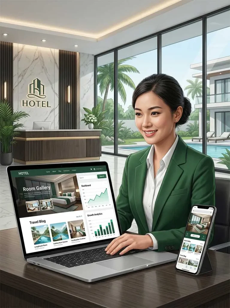 Website khách sạn hỗ trợ phát triển khách hàng từ Google thông qua nội dung, SEO và marketing online